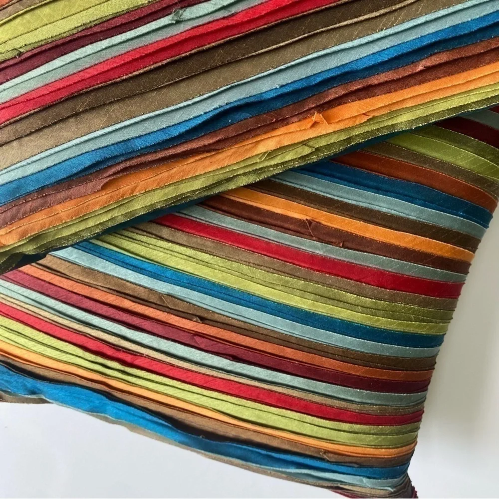 2 Pier 1 Imports Multicolored Stripe Decorative Throw Accent Pillows